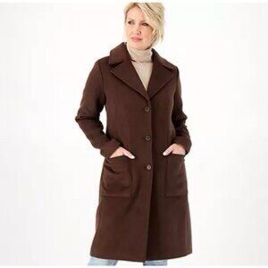 Candace Cameron Bure Chocolate Brown Trench Coat button front size xsp